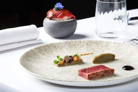 déclinaison de boeuf d'Aubrac et artichauts, jus umami